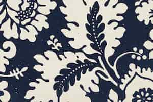 Free photo william morris floral background indigo botanical pattern remix illustration