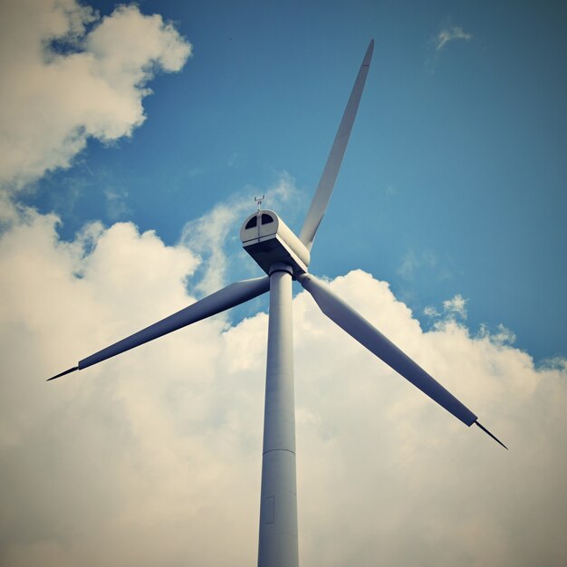 "Wind generator on blue sky"