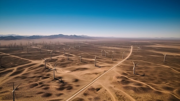 Foto gratuita sfondo del paesaggio desertico del parco eolico