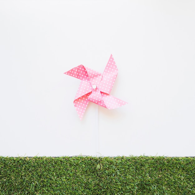 Free photo wind-spinning toy on grass