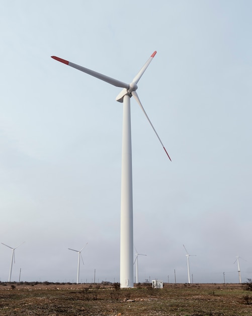 Wind turbine in the field generating energy