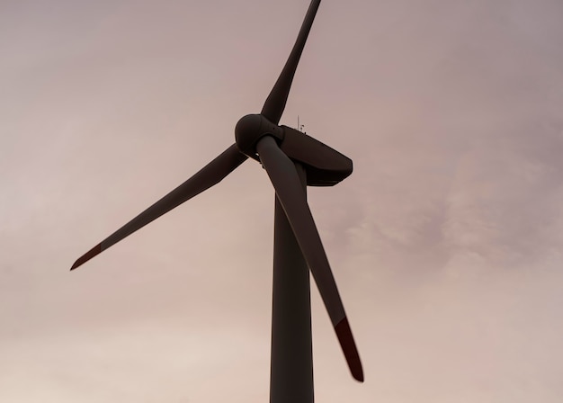 Wind turbine silhouette generating electricity