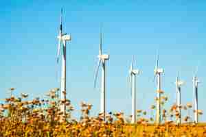 Foto gratuita turbine eoliche in terreni agricoli