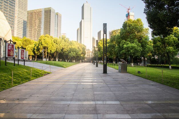 Winding Road through a City Park