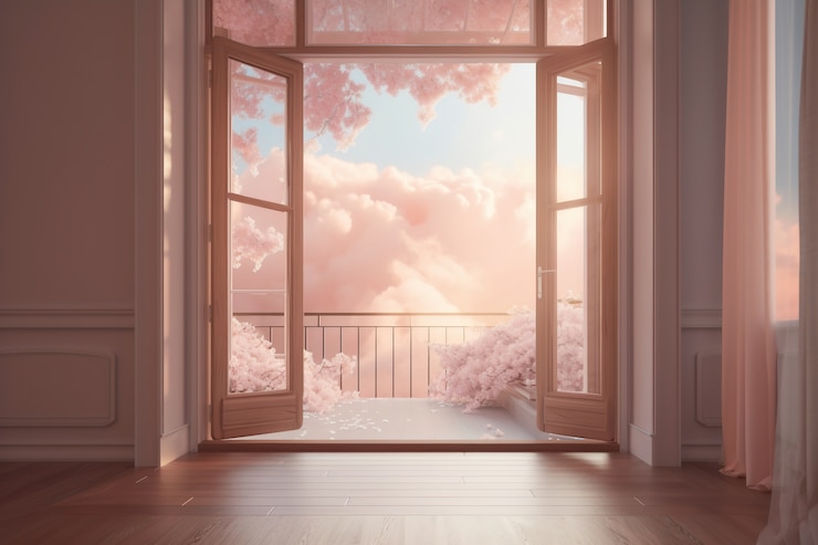 Free Photo window in room with surreal and mystical view
