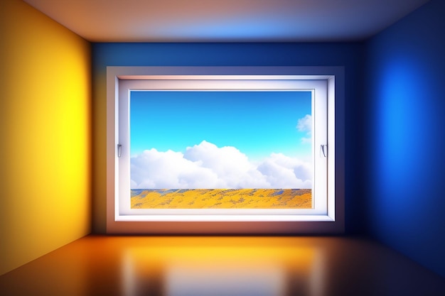 Foto gratuita una finestra aperta su una giornata di sole.