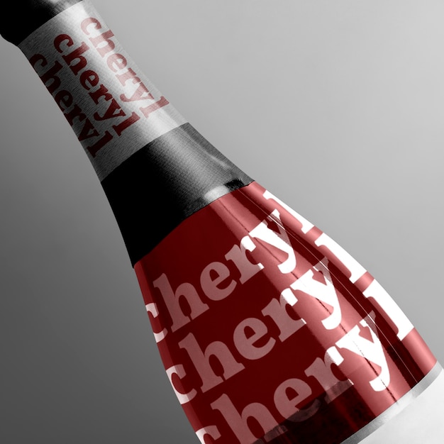 무료 사진 cheryl 브랜드의 빨간색 레이블이 있는 와인 병