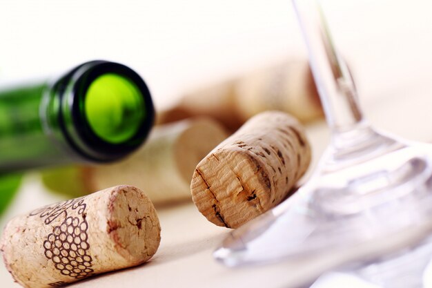 Wine corks on a table