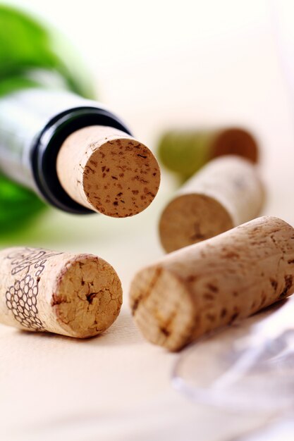 Wine corks on a table