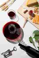 Free photo wine glass and carafe top view