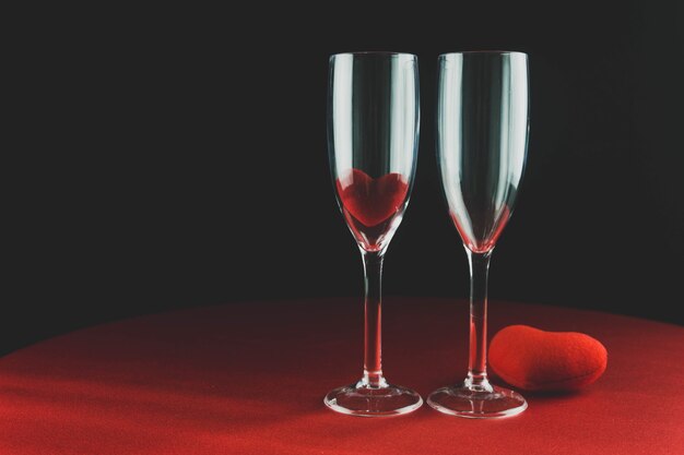 Wine glasses with a heart underneath