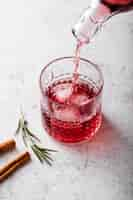 Free photo wine poured into glass top view