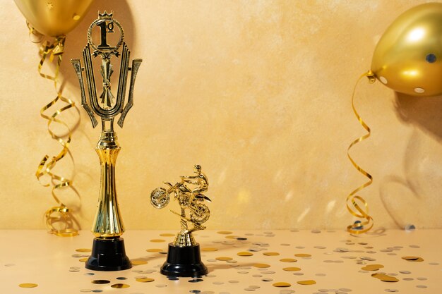 Winner concept with golden cups