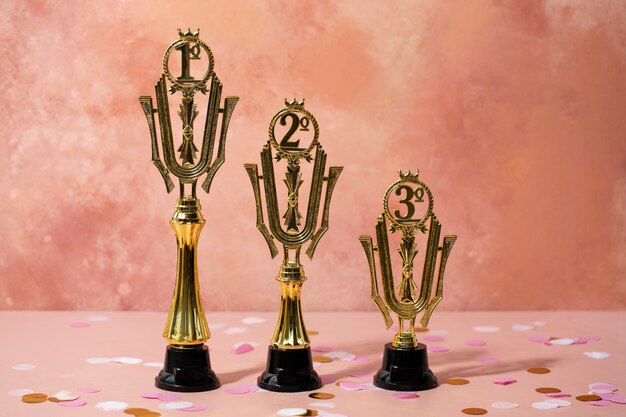 Winner concept with golden prizes