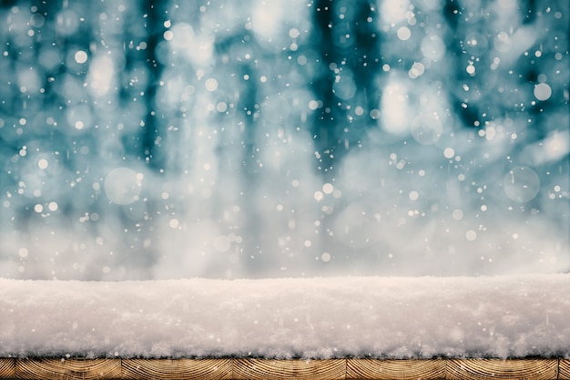 Winter christmas background with snow on the tree