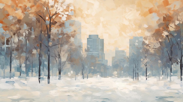 Free photo winter in the city abstract painting