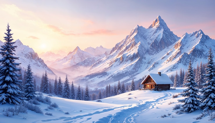 Free Photo winter landscape illustration