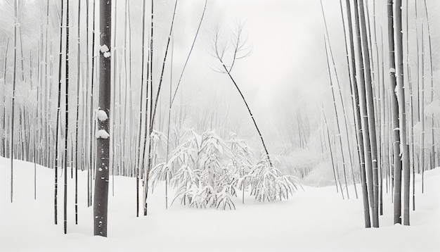 冬の風景 屋外 雪 霜 AIによって生成された凍った植物