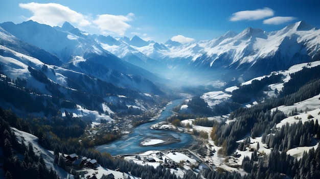 Free photo winter mountain landscape scenery background