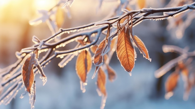 Бесплатное фото Зимнее прикосновение размороженные листья, замороженные во времени