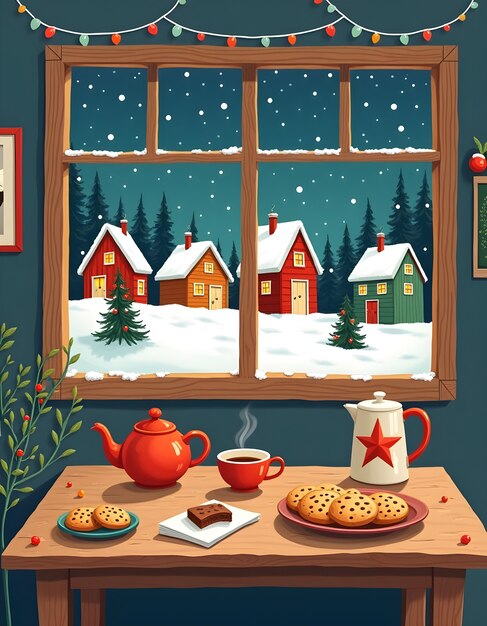 winter scene in childish style