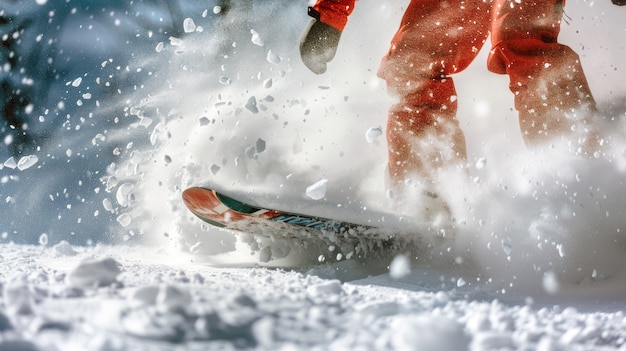 Foto gratuita scena invernale con persone che fanno snowboard