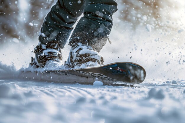 スノーボードをしている人々の冬のシーン