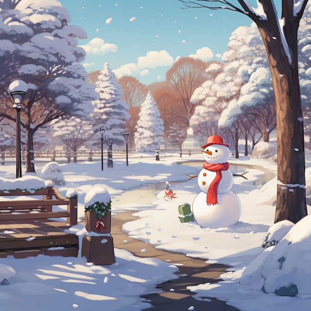 Free photo winter season with snowman