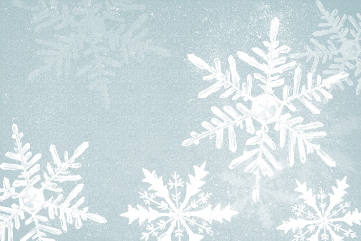 無料Photo 青い背景の上の冬の雪の結晶のイラスト