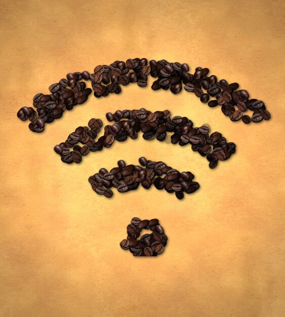 Wireless Icon Coffee Bean on Old Paper