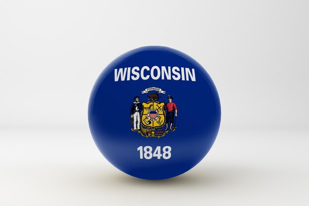Wisconsin Flag In White Background