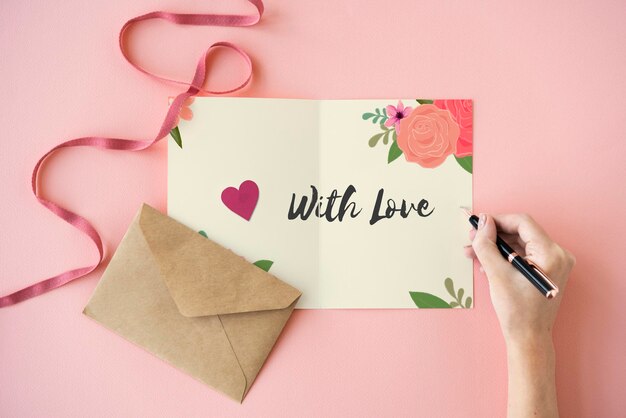 With Love Letter Message Words Graphic