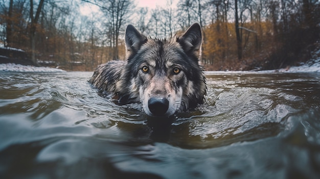 Бесплатное фото Волк в естественной среде
