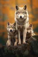 Free photo wolf pack in natural environment