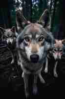 Free photo wolf pack in natural environment