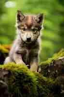 Free photo wolf pup in natural environment