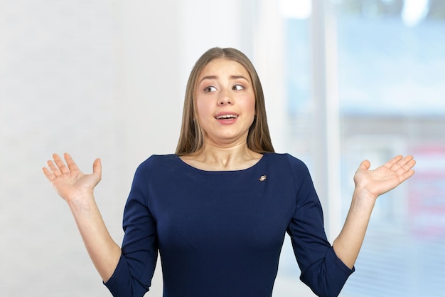 Woman acting surprised and confused