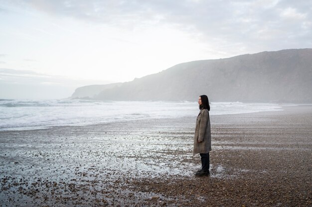 Woman alone on the beach