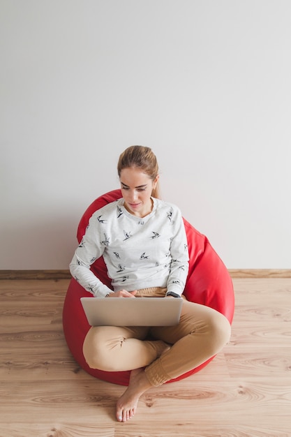 Woman on armchair