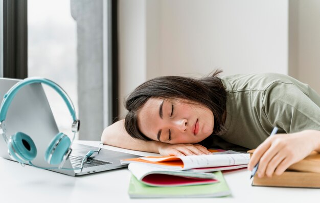 Woman asleep after video call