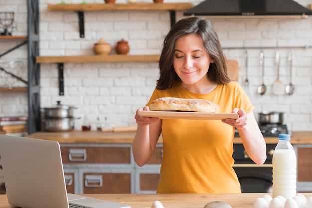 Woman baking a delicious bread