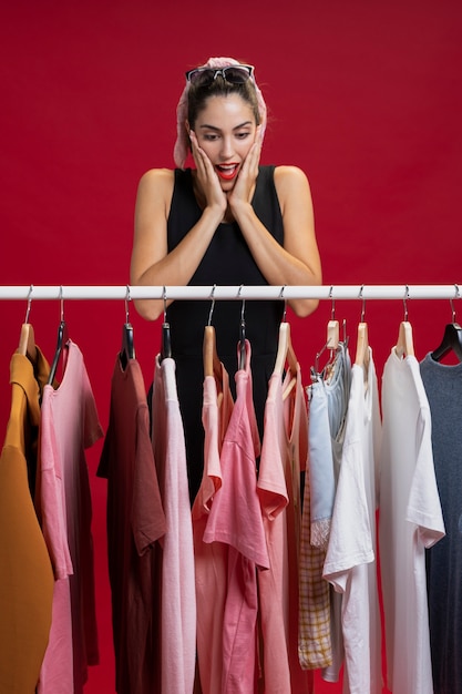 Free photo woman being shocked about special discounts