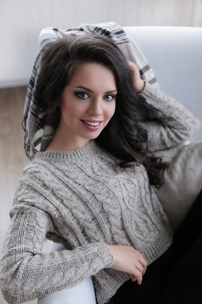 Woman in black curly hairstyle