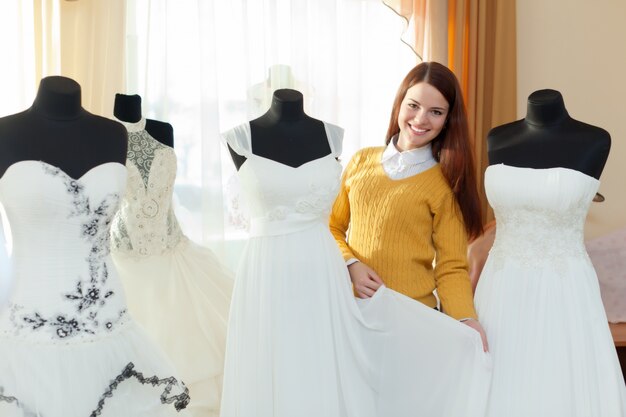 woman in bridal boutique