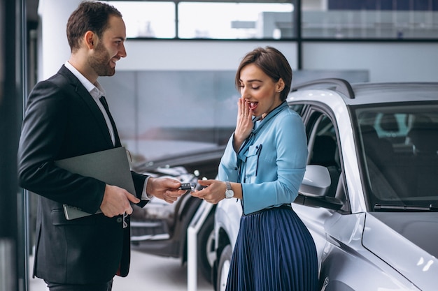 Woman buying a car