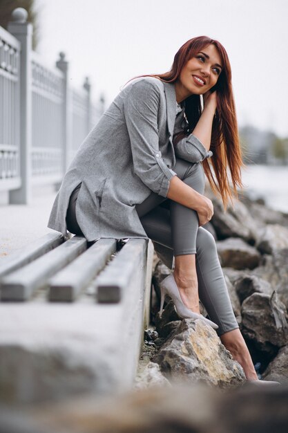 Woman by lake