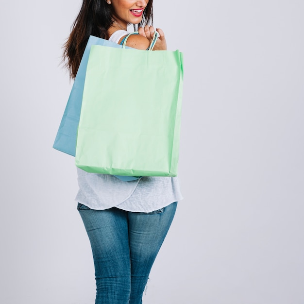 Woman carrying shopping bags