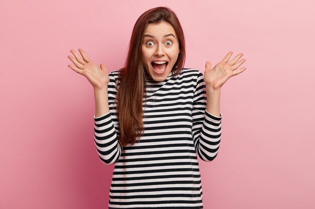 Woman in casual clothes posing