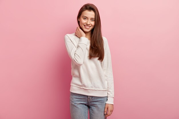 Woman in casual clothes posing