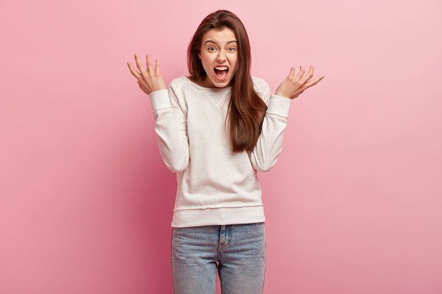 Woman in casual clothes posing